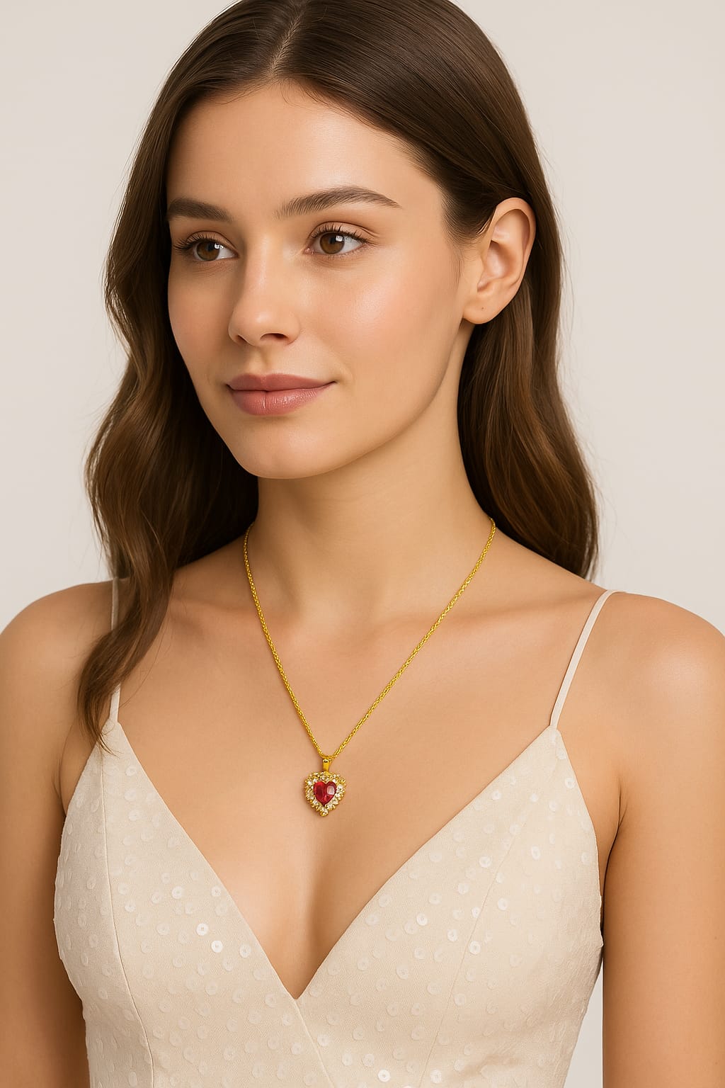 Heart-Shaped Ruby Pendant Necklace